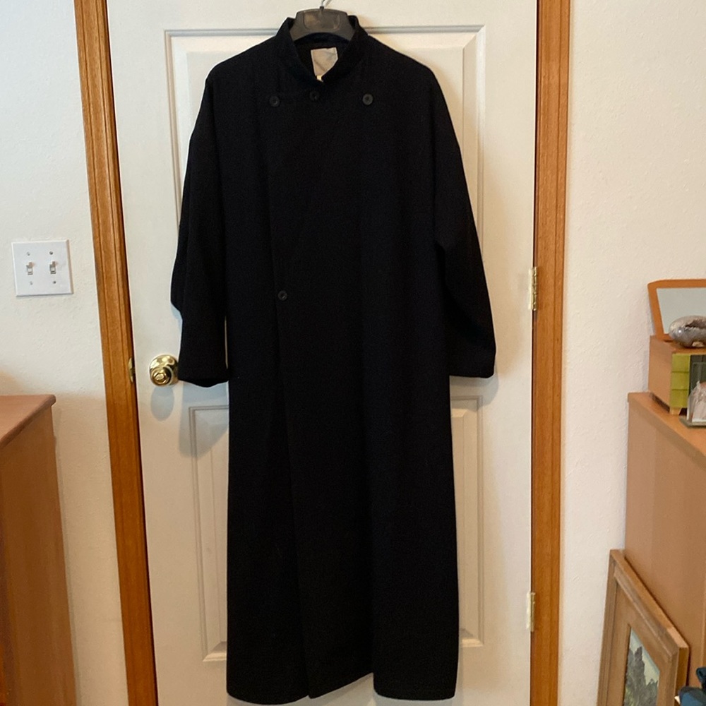 Twice worn 50% lambs wool, 50% wool maxi coat.